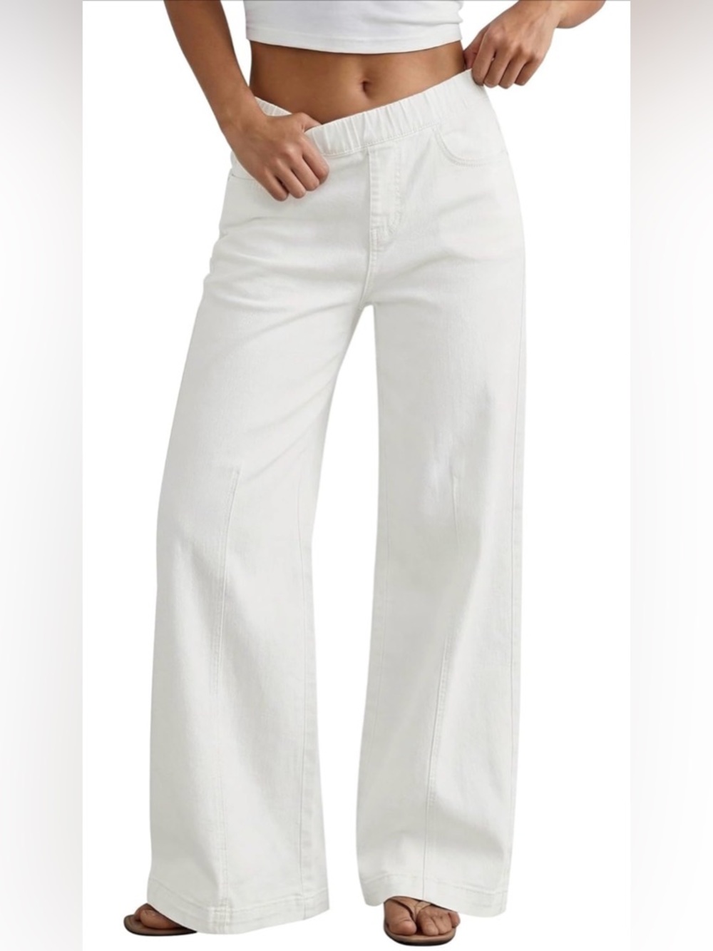 Wide Leg Women's Jeans - White Flare Pants